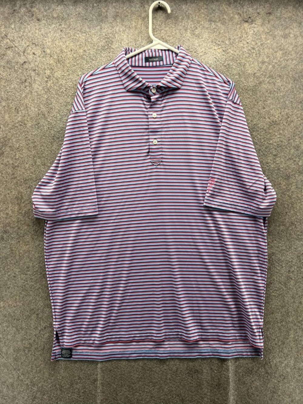 Turtleson Polo Shirt Mens XL Blue Stripe Golf Lightweight Short Sleeve Casual